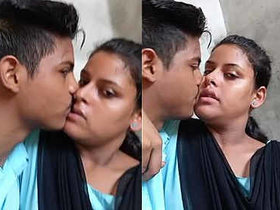 Passionate kiss of young Indian couple