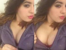 Indian beauty takes selfie of her attractive breasts