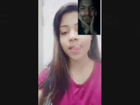 Pretty Indian woman performs on video chat