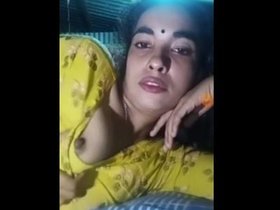 Indian village couple begin sensual dance with attractive breasts and genitalia