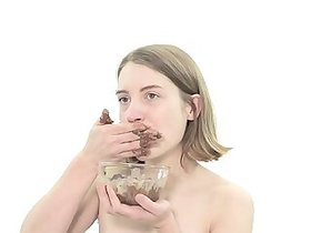 Dirty lesbian eating feces