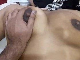 Indian wife with milky breasts fondling