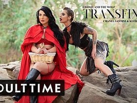 Chanel Santini and Kleio Valentien in a captivating adult film featuring a transsexual performer