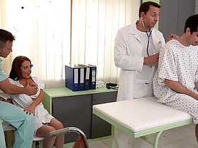 Clinic threesome with Milf Doc Dominica Phoenix leads to double penetration