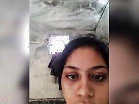 XXX clip of Dehati Desi's wife striking obscene poses in the shower room