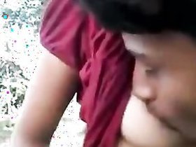 Desi's couple of adult teens enjoy a romantic session outdoors