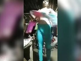 Horny country Desi girl masturbates her bald pussy on camera