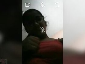 Pretty girl Desi shows off her big teenage boobs on video call XXX