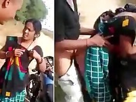 Teen caught having outdoor fun with black lover near motorcycle in Desi mms clip