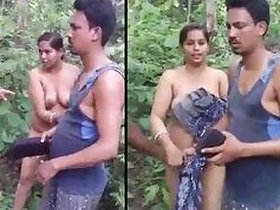 Husband and wife session with lover outdoors in the jungle, XXX Desi mms