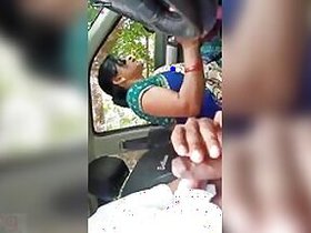 Hindi Desi XXX wife gives her husband a blow job in MMS car