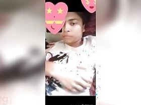 Young girl Desi XXX shows her sweet tits on camera to her lover