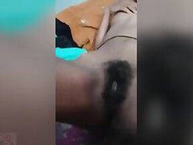 Country girl's hairy cunt stuffed with Desi's fingers