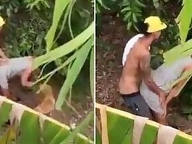 Desi xxxx mms video, horny couple was caught fucking outdoors in the bushes