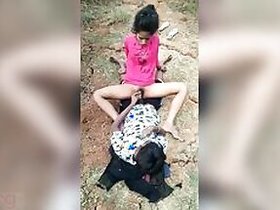 Skinny Desi beauty is having a good time with her boyfriend outdoors MMC