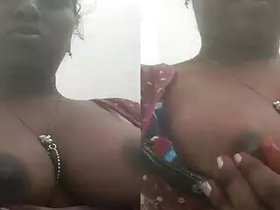 South Indian wife pinches her nipples on camera