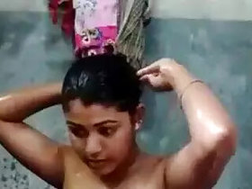 Beautiful blonde bathing for her lover