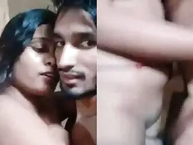 Fucking a girl's tight pussy in a standing position