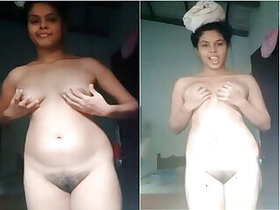 Pretty Lankan girl shows her tits and pussy