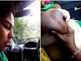 Sexy Looking Tamil Wife Gives Blowjob and Husband Hugs Her Big Boobs