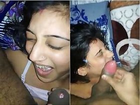 Husband's cum on Desi Bhabha's hot face