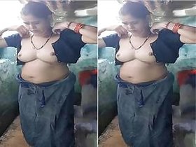 Village Record of Bhabha Bathing From Husband Part 2