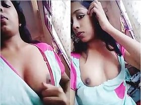 Pretty Indian girl playing on camera with her boobs part 2