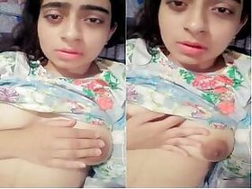 Pretty Indian Girl Plays with Her Boobs on Camera
