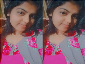 Horny black girl showing her tits and pussy