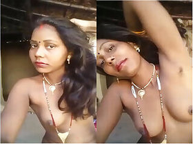 Desi's wife is showing her tits and pussy